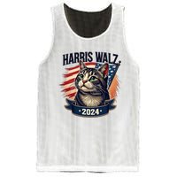 Harris Walz 2024 Funny Cat Kamala Harris Tim Walz Waltz Mesh Reversible Basketball Jersey Tank