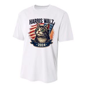 Harris Walz 2024 Funny Cat Kamala Harris Tim Walz Waltz Performance Sprint T-Shirt