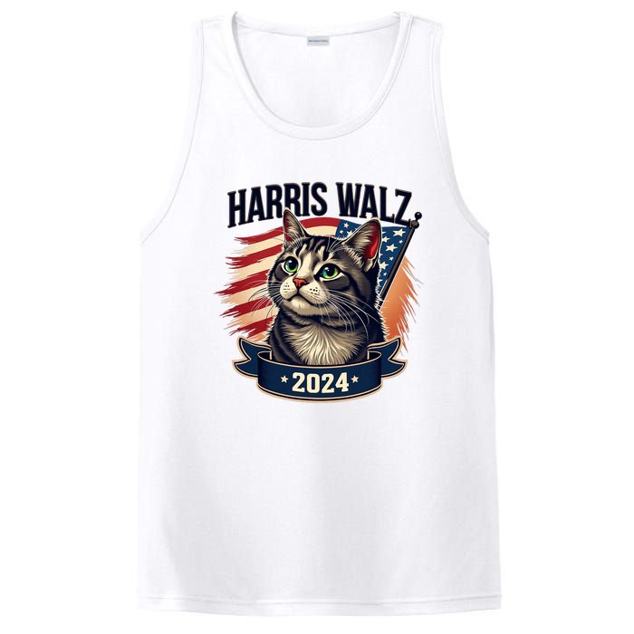 Harris Walz 2024 Funny Cat Kamala Harris Tim Walz Waltz PosiCharge Competitor Tank