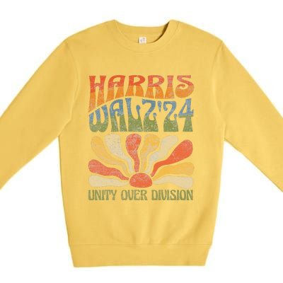 Harris Waltz 2024 Unity Over Division Kamala Harris Tim Walz Premium Crewneck Sweatshirt