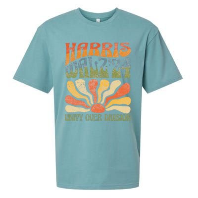 Harris Waltz 2024 Unity Over Division Kamala Harris Tim Walz Sueded Cloud Jersey T-Shirt