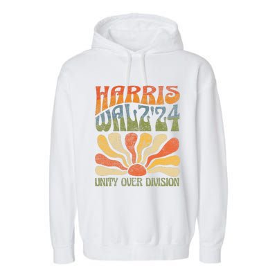 Harris Waltz 2024 Unity Over Division Kamala Harris Tim Walz Garment-Dyed Fleece Hoodie