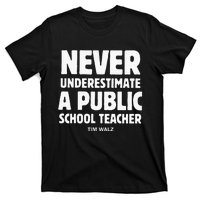 Harris Walz 2024 Never Underestimate A Public School Teacher T-Shirt