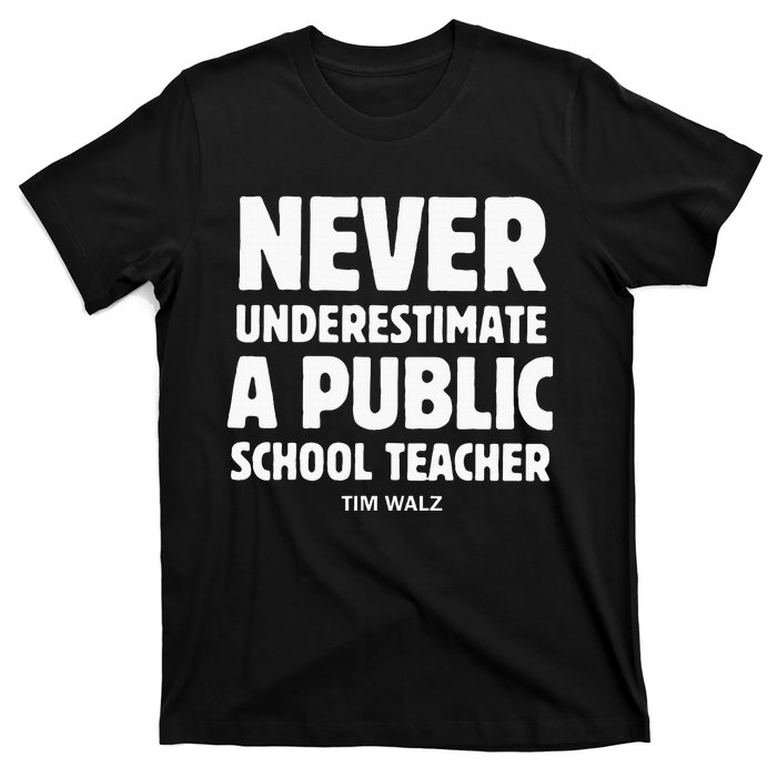 Harris Walz 2024 Never Underestimate A Public School Teacher T-Shirt