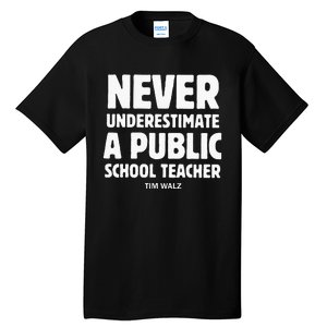 Harris Walz 2024 Never Underestimate A Public School Teacher Tall T-Shirt