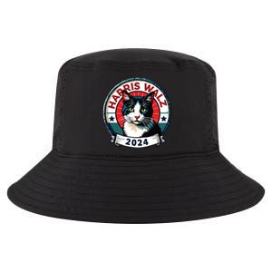 Harris Walz 2024 Funny Cat Election Kamala Harris Tim Waltz Cool Comfort Performance Bucket Hat