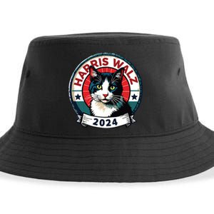 Harris Walz 2024 Funny Cat Election Kamala Harris Tim Waltz Sustainable Bucket Hat