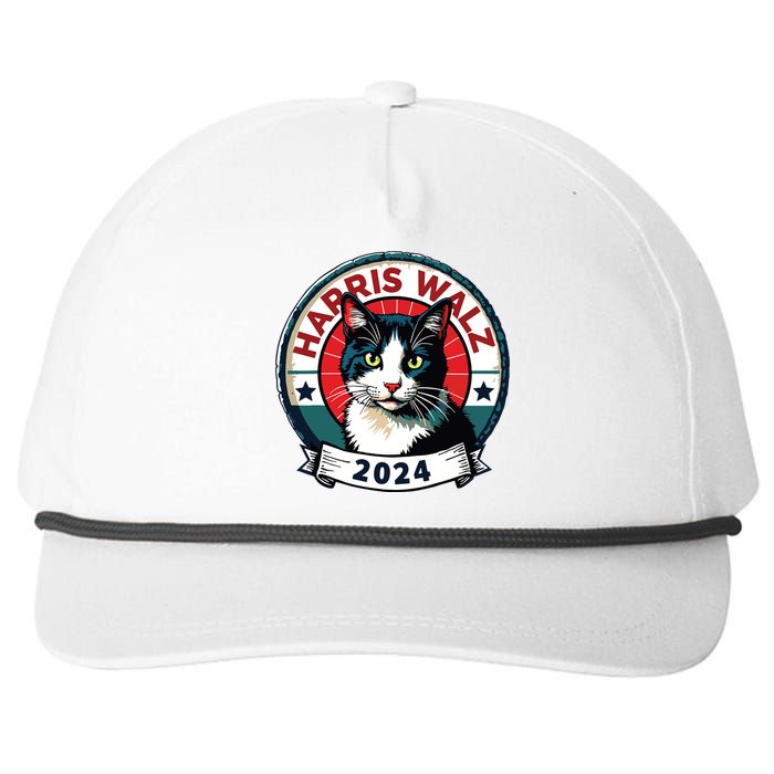 Harris Walz 2024 Funny Cat Election Kamala Harris Tim Waltz Snapback Five-Panel Rope Hat