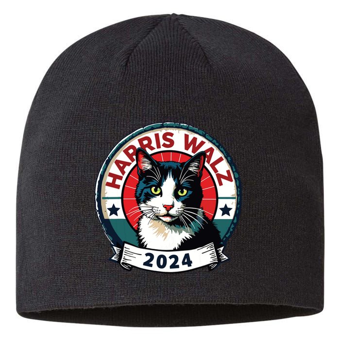 Harris Walz 2024 Funny Cat Election Kamala Harris Tim Waltz Sustainable Beanie