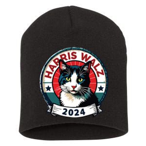 Harris Walz 2024 Funny Cat Election Kamala Harris Tim Waltz Short Acrylic Beanie