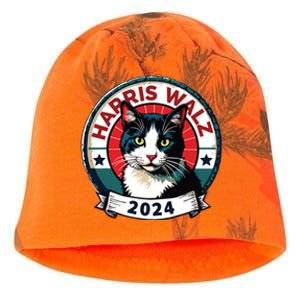 Harris Walz 2024 Funny Cat Election Kamala Harris Tim Waltz Kati - Camo Knit Beanie