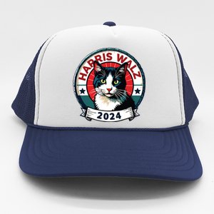 Harris Walz 2024 Funny Cat Election Kamala Harris Tim Waltz Trucker Hat