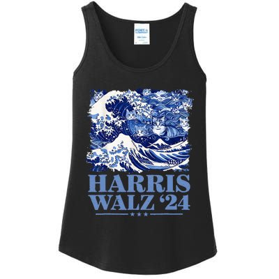 Harris Waltz 2024 Cute Wave Of Blue Cats For Kamala Harris Ladies Essential Tank