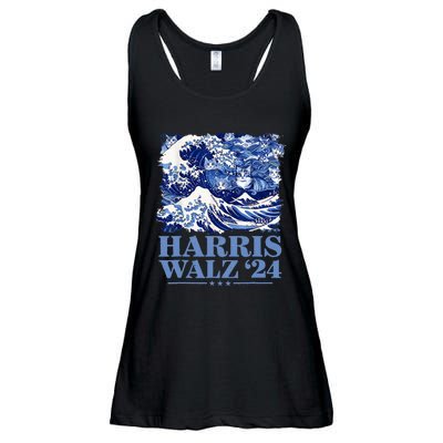 Harris Waltz 2024 Cute Wave Of Blue Cats For Kamala Harris Ladies Essential Flowy Tank