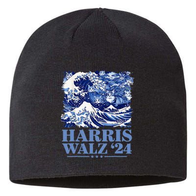 Harris Waltz 2024 Cute Wave Of Blue Cats For Kamala Harris Sustainable Beanie