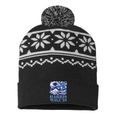 Harris Waltz 2024 Cute Wave Of Blue Cats For Kamala Harris USA-Made Snowflake Beanie