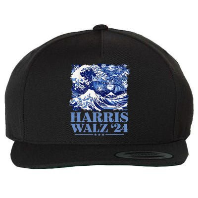 Harris Waltz 2024 Cute Wave Of Blue Cats For Kamala Harris Wool Snapback Cap