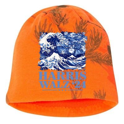 Harris Waltz 2024 Cute Wave Of Blue Cats For Kamala Harris Kati - Camo Knit Beanie