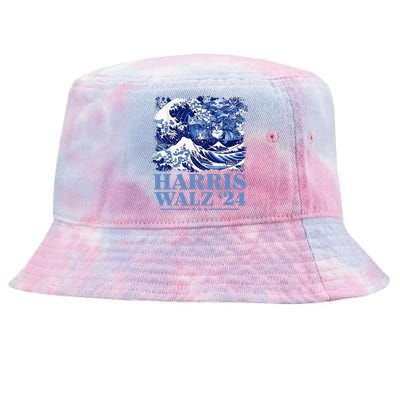 Harris Waltz 2024 Cute Wave Of Blue Cats For Kamala Harris Tie-Dyed Bucket Hat