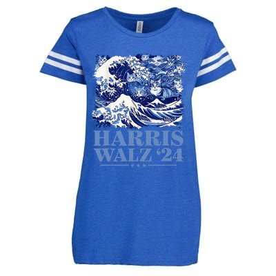 Harris Waltz 2024 Cute Wave Of Blue Cats For Kamala Harris Enza Ladies Jersey Football T-Shirt