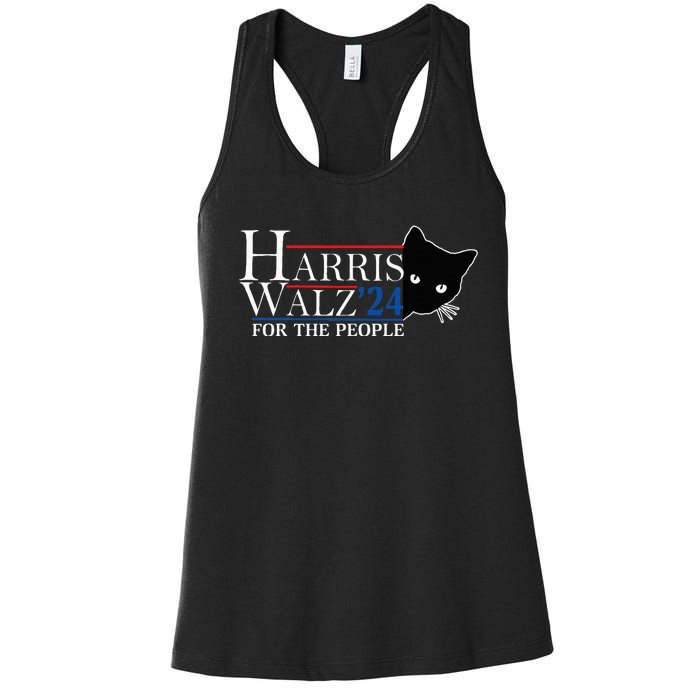 Harris Waltz 2024 For The People Cat Lady Kamala Harris 2024 Women's Racerback Tank