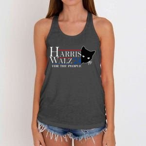 Harris Waltz 2024 For The People Cat Lady Kamala Harris 2024 Women's Knotted Racerback Tank