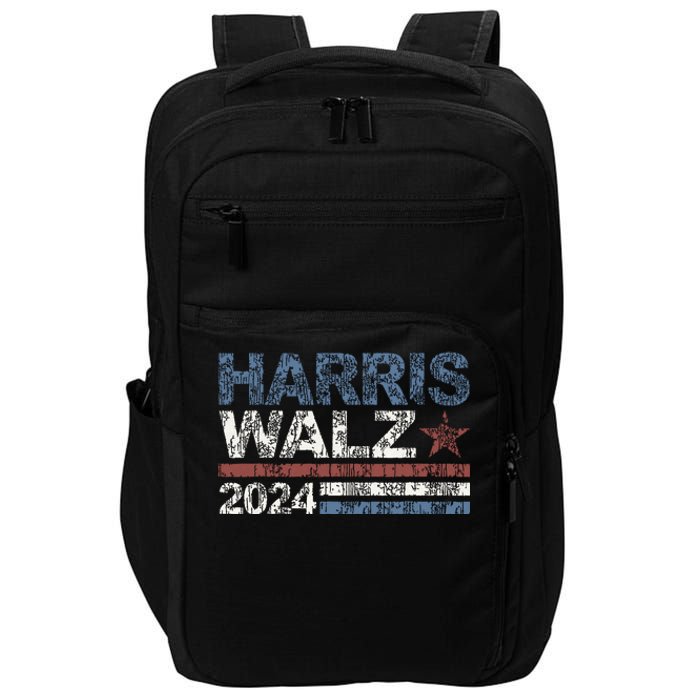 Harris Walz 2024 President Election Vintage Retro Stripe Impact Tech Backpack