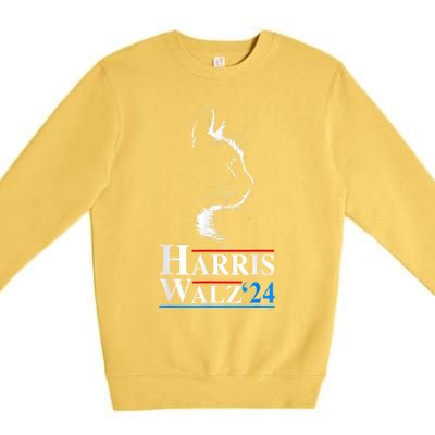 Harris Waltz 2024 Election Funny Cat Kamala Harris Tim Walz Premium Crewneck Sweatshirt