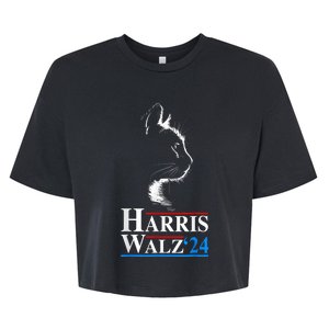 Harris Waltz 2024 Election Funny Cat Kamala Harris Tim Walz Bella+Canvas Jersey Crop Tee