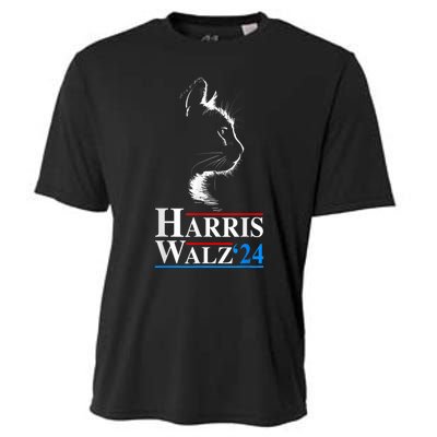 Harris Waltz 2024 Election Funny Cat Kamala Harris Tim Walz Cooling Performance Crew T-Shirt