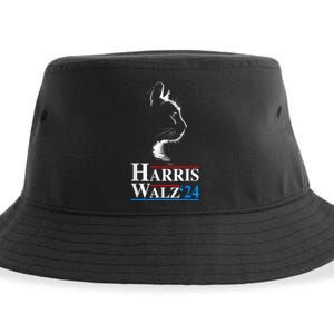 Harris Waltz 2024 Election Funny Cat Kamala Harris Tim Walz Sustainable Bucket Hat