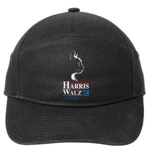 Harris Waltz 2024 Election Funny Cat Kamala Harris Tim Walz 7-Panel Snapback Hat