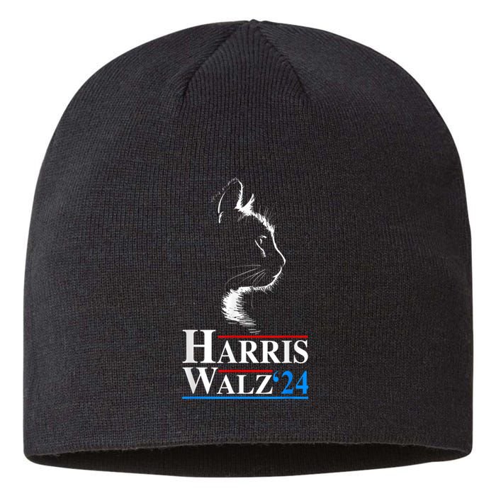 Harris Waltz 2024 Election Funny Cat Kamala Harris Tim Walz Sustainable Beanie