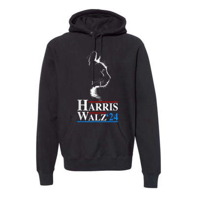 Harris Waltz 2024 Election Funny Cat Kamala Harris Tim Walz Premium Hoodie