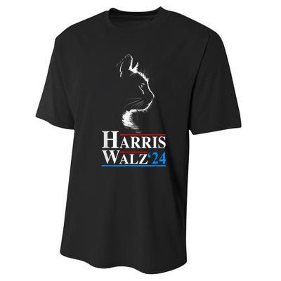 Harris Waltz 2024 Election Funny Cat Kamala Harris Tim Walz Performance Sprint T-Shirt