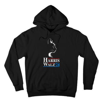 Harris Waltz 2024 Election Funny Cat Kamala Harris Tim Walz Tall Hoodie