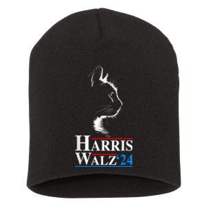 Harris Waltz 2024 Election Funny Cat Kamala Harris Tim Walz Short Acrylic Beanie