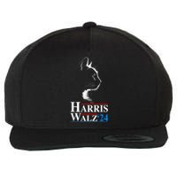 Harris Waltz 2024 Election Funny Cat Kamala Harris Tim Walz Wool Snapback Cap