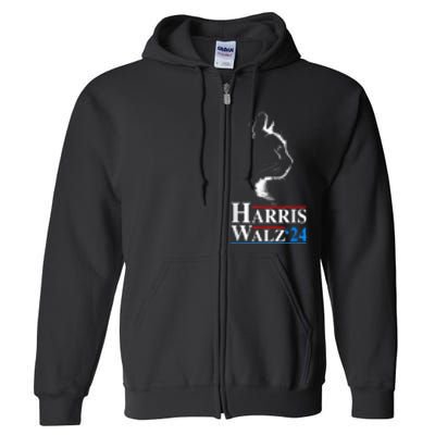 Harris Waltz 2024 Election Funny Cat Kamala Harris Tim Walz Full Zip Hoodie