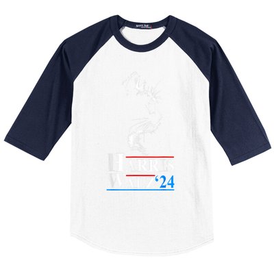 Harris Waltz 2024 Election Funny Cat Kamala Harris Tim Walz Baseball Sleeve Shirt