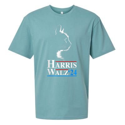 Harris Waltz 2024 Election Funny Cat Kamala Harris Tim Walz Sueded Cloud Jersey T-Shirt