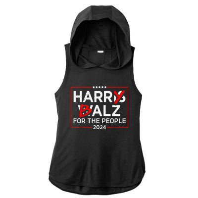 Harris Walz 24 Harry Balz For The People 2024 Democratics Ladies PosiCharge Tri-Blend Wicking Draft Hoodie Tank