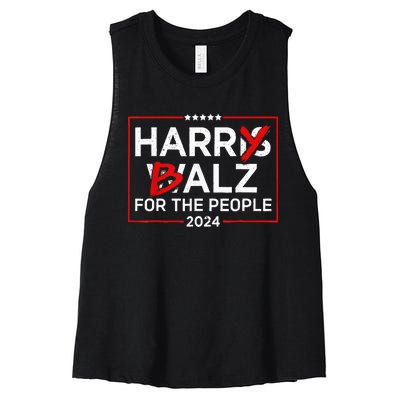 Harris Walz 24 Harry Balz For The People 2024 Democratics Women's Racerback Cropped Tank