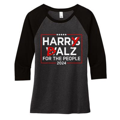 Harris Walz 24 Harry Balz For The People 2024 Democratics Women's Tri-Blend 3/4-Sleeve Raglan Shirt