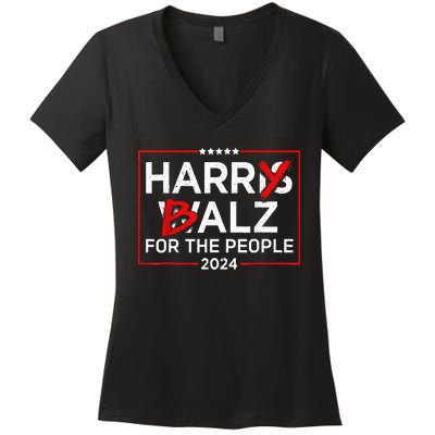 Harris Walz 24 Harry Balz For The People 2024 Democratics Women's V-Neck T-Shirt