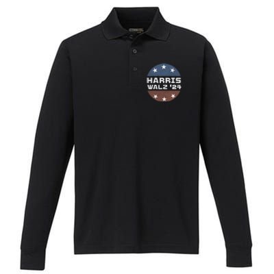 Harris Walz 2024 Campaign For President Patriotic Kamala Performance Long Sleeve Polo