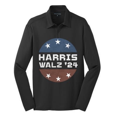 Harris Walz 2024 Campaign For President Patriotic Kamala Silk Touch Performance Long Sleeve Polo