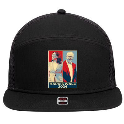 Harris Walz 2024 Kamala Harris Tim Walz For Vp 7 Panel Mesh Trucker Snapback Hat