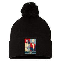 Harris Walz 2024 Kamala Harris Tim Walz For Vp Pom Pom 12in Knit Beanie