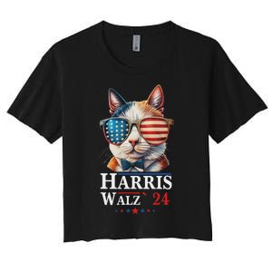 Harris Waltz 2024 Election Cat Ladies Kamala Harris Women's Crop Top Tee